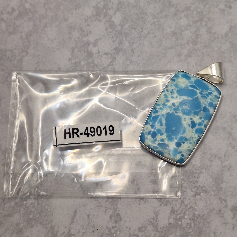 Natural Larimar Blue Stone Pendant Silver Plated Handmade - Picture 6 of 6